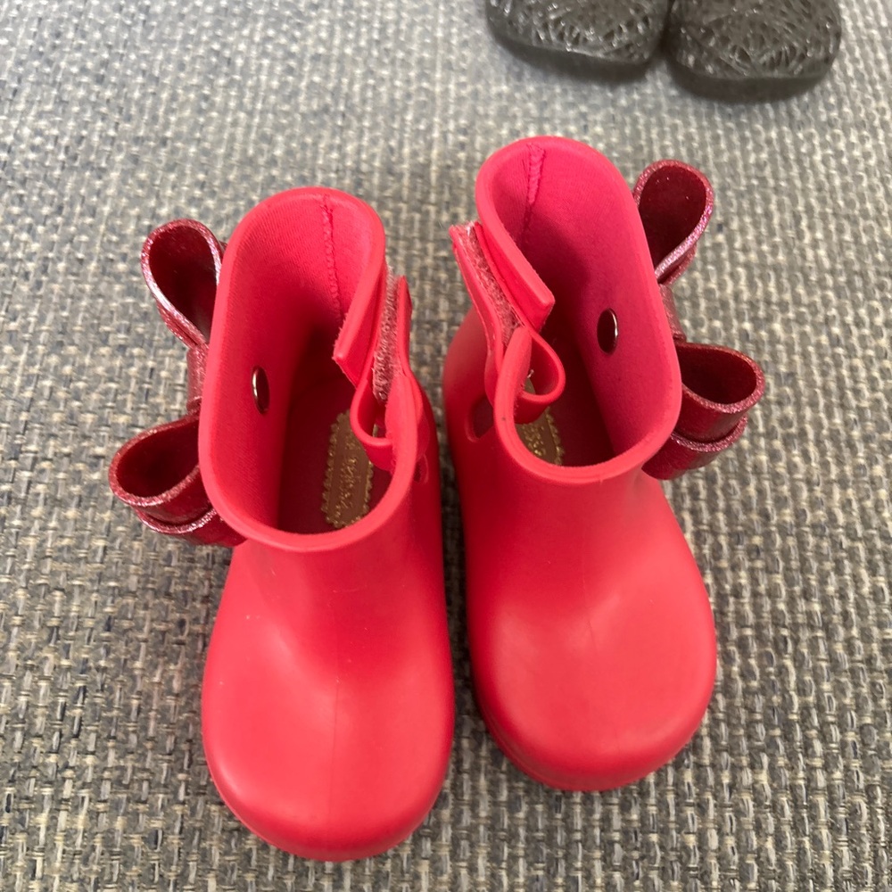 🌧️ Mini Melissa Pink Glitter Bow Rain Boots – Toddler Size 5 💖✨ - Picture 6 of 6